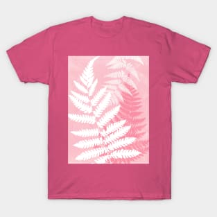 Pink Fern Leaves Nature Painting Pretty Design T-Shirt